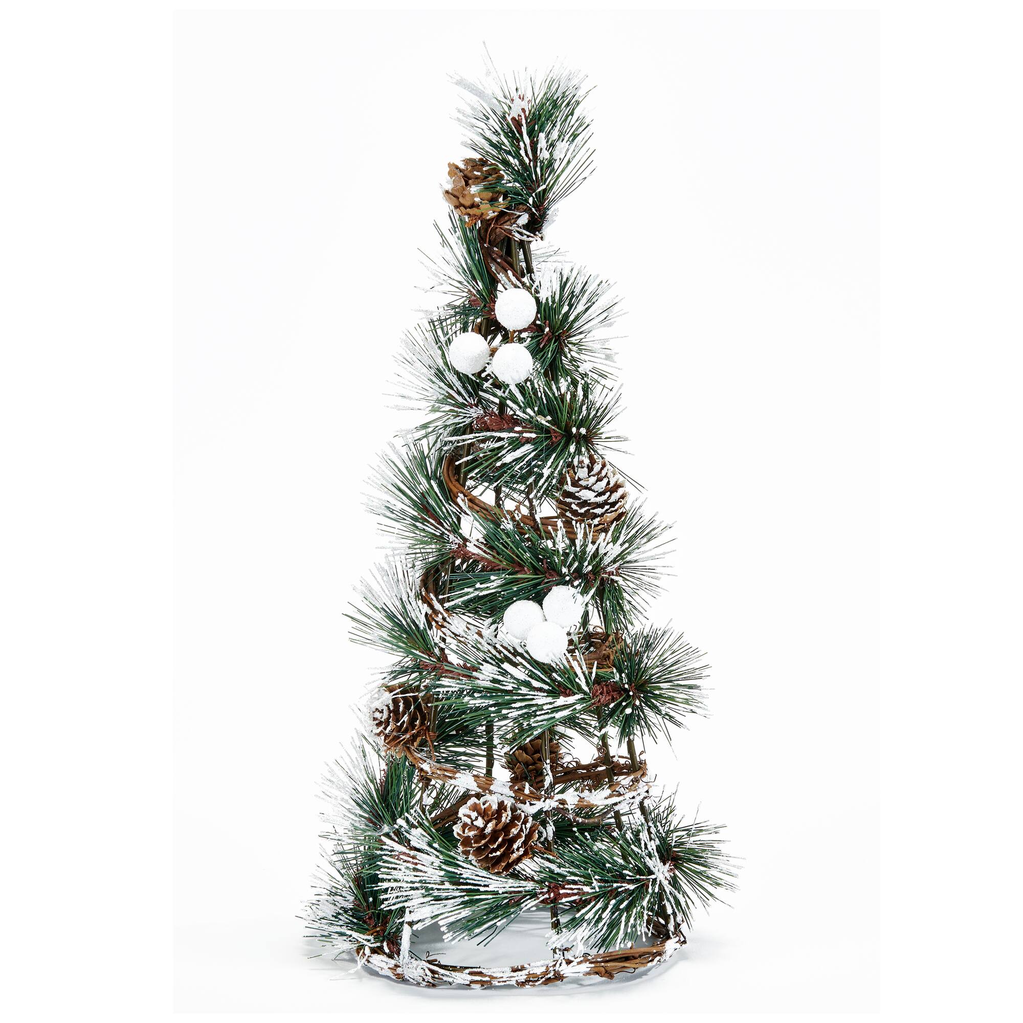 14" Snowy Pinecone Artificial Christmas Tree Tabletop Décor